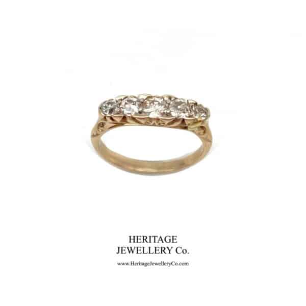 Edwardian Carved 5-Stone Diamond Ring (c.0.66 TCW) - Image 8
