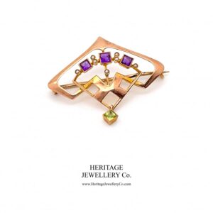 Antique Suffragette Brooch with Amethyst, Pearl and Peridot Amethyst Antique Jewellery