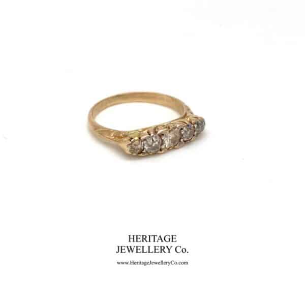 Edwardian Carved 5-Stone Diamond Ring (c.0.66 TCW) - Image 6