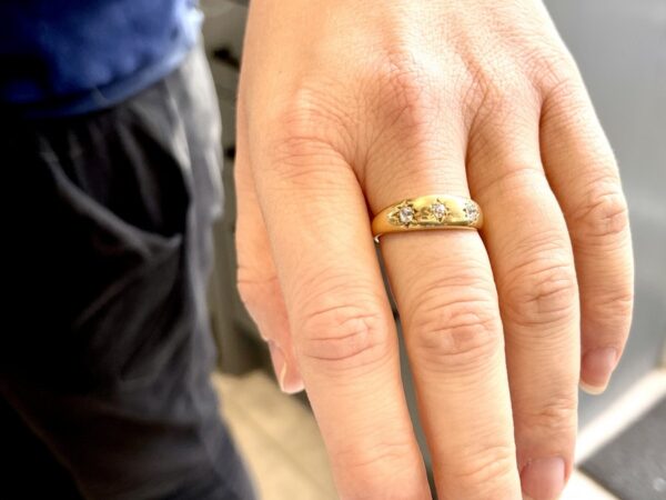 Antique 3-Stone Diamond Gypsy Ring - Image 9