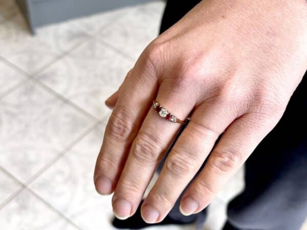 Antique Ruby and Diamond Half-Hoop Ring - Image 12