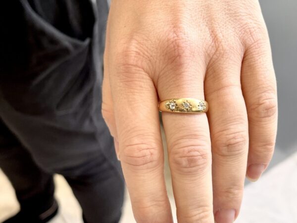 Antique 3-Stone Diamond Gypsy Ring - Image 8