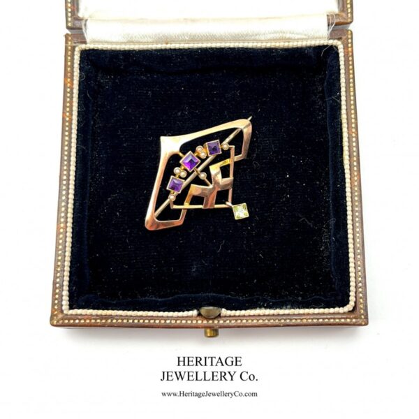 Antique Suffragette Brooch with Amethyst, Pearl and Peridot - Image 8