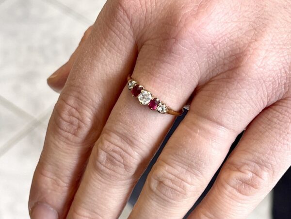 Antique Ruby and Diamond Half-Hoop Ring - Image 11