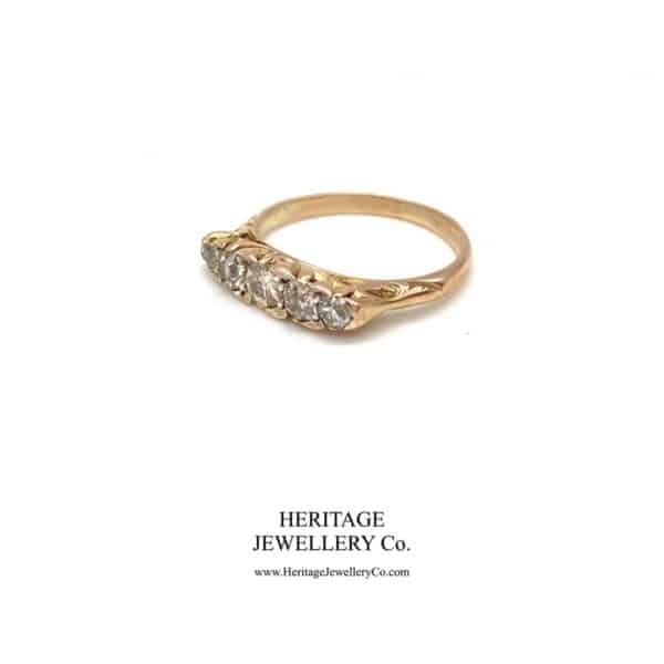 Edwardian Carved 5-Stone Diamond Ring (c.0.66 TCW) - Image 3