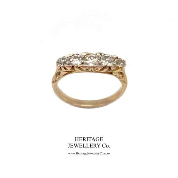 Edwardian Carved 5-Stone Diamond Ring (c.0.66 TCW) - Image 4