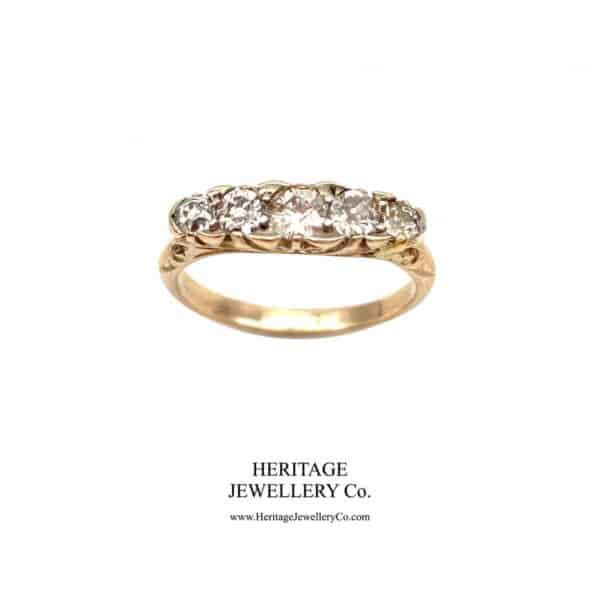 Edwardian Carved 5-Stone Diamond Ring (c.0.66 TCW)