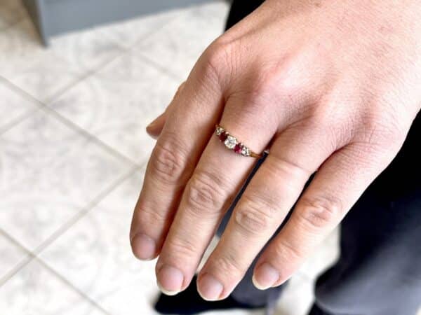Antique Ruby and Diamond Half-Hoop Ring - Image 14
