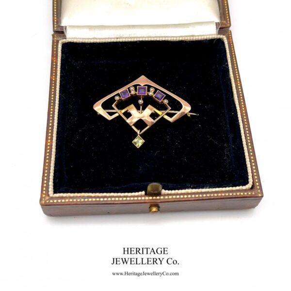 Antique Suffragette Brooch with Amethyst, Pearl and Peridot - Image 4