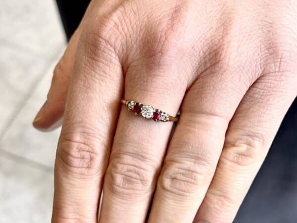 Antique Ruby and Diamond Half-Hoop Ring Diamond Antique Jewellery 18