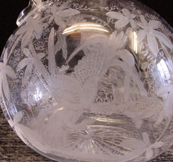 Antique Victorian Etched Glass Decanter Sold Antique Antique Glassware 9