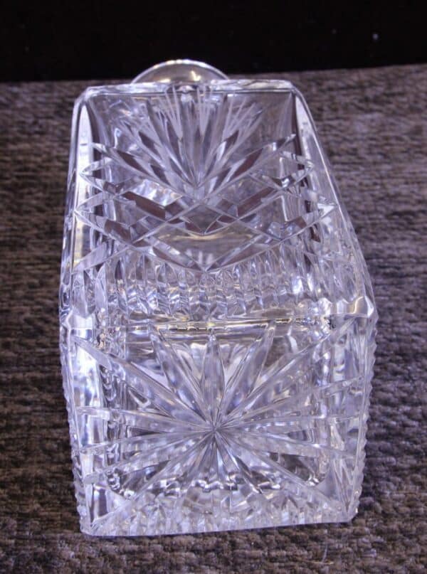 Cut Glass Square Decanter brandy Antique Glassware 8