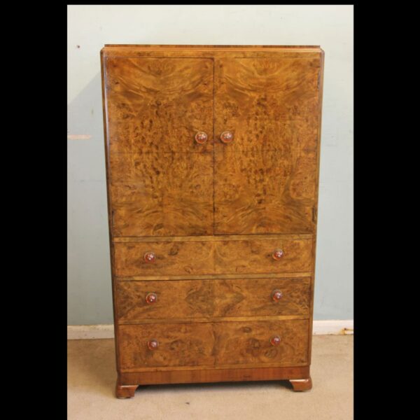 Antique Burr Walnut Chest of Drawers Tallboy