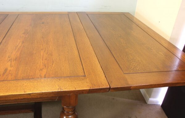 Large Antique Oak Extending Drawleaf Dining Table Antique Antique Furniture 13