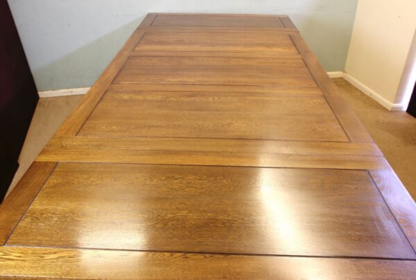 Large Antique Oak Extending Drawleaf Dining Table - Image 12