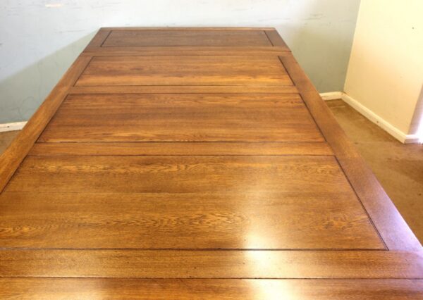 Large Antique Oak Extending Drawleaf Dining Table - Image 13