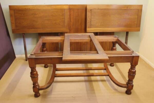 Large Antique Oak Extending Drawleaf Dining Table Antique Antique Furniture 17