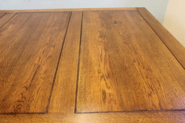 Large Antique Oak Extending Drawleaf Dining Table - Image 4