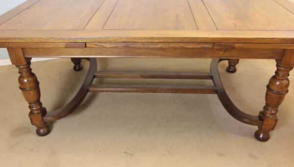 Large Antique Oak Extending Drawleaf Dining Table - Image 5