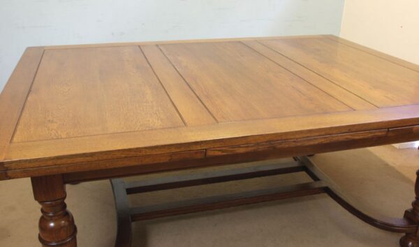 Large Antique Oak Extending Drawleaf Dining Table - Image 7