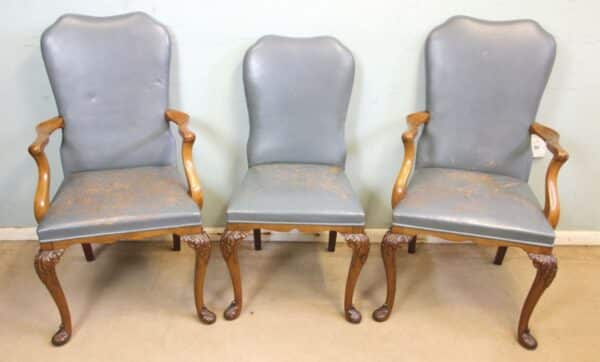 Set of Six Antique Queen Anne Style Walnut Dining Chairs - Image 2