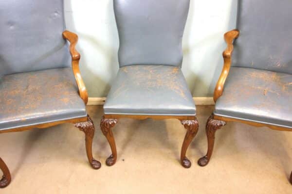 Set of Six Antique Queen Anne Style Walnut Dining Chairs - Image 13