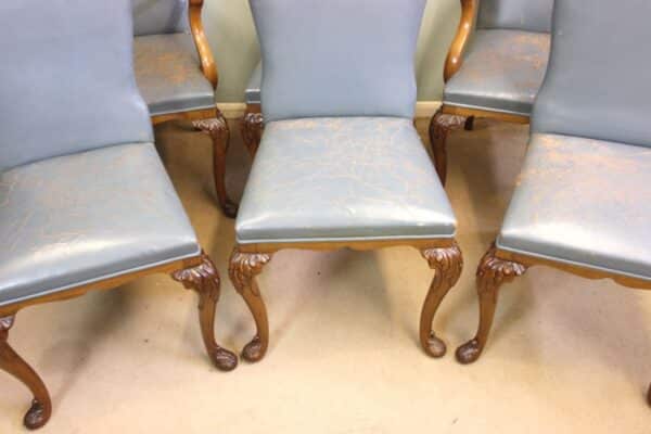 Set of Six Antique Queen Anne Style Walnut Dining Chairs - Image 14