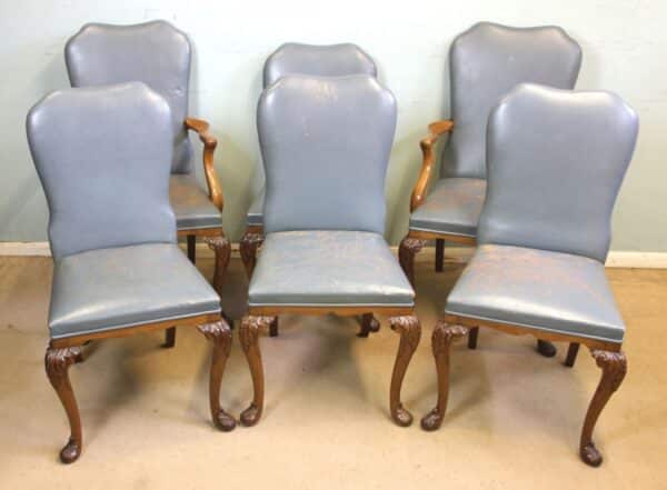 Set of Six Antique Queen Anne Style Walnut Dining Chairs Antique Antique Chairs 17
