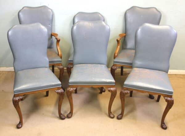 Set of Six Antique Queen Anne Style Walnut Dining Chairs - Image 15