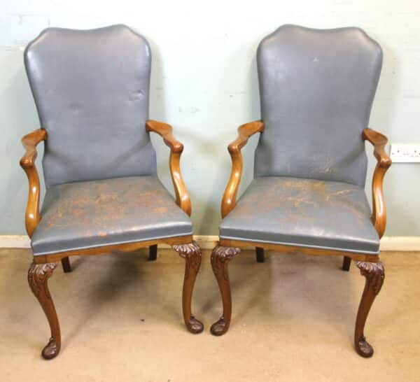 Set of Six Antique Queen Anne Style Walnut Dining Chairs Antique Antique Chairs 5