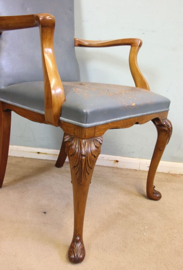 Set of Six Antique Queen Anne Style Walnut Dining Chairs Antique Antique Chairs 8