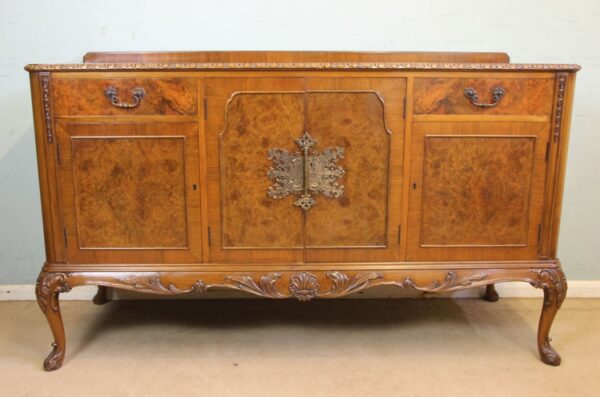 Burr Walnut Queen Anne Style Sideboard Server. Antique Antique Furniture 4