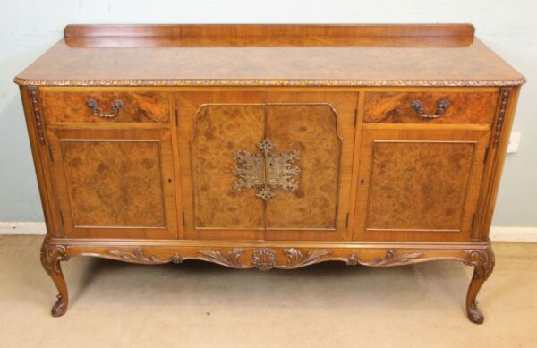 Burr Walnut Queen Anne Style Sideboard Server. Antique Antique Furniture 18