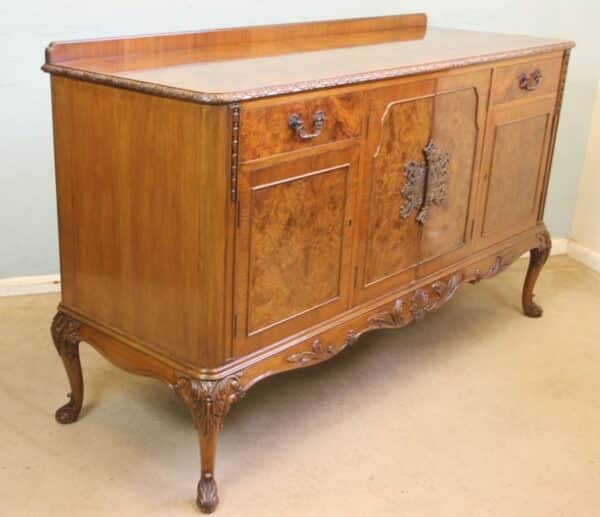 Burr Walnut Queen Anne Style Sideboard Server. Antique Antique Furniture 5