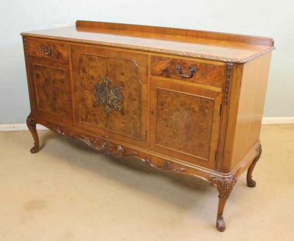 Burr Walnut Queen Anne Style Sideboard Server. Antique Antique Furniture 9