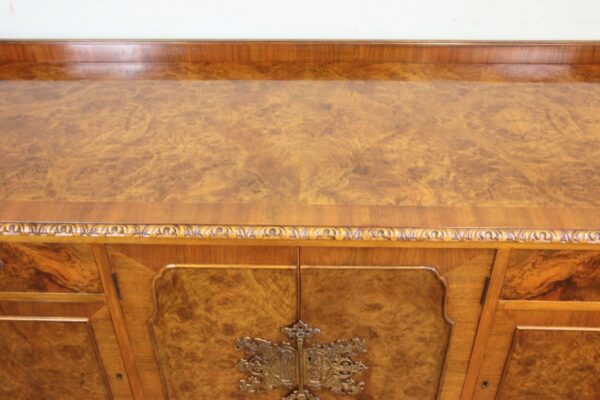 Burr Walnut Queen Anne Style Sideboard Server. Antique Antique Furniture 11