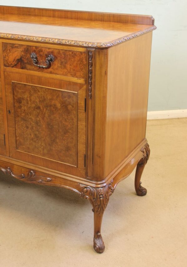 Burr Walnut Queen Anne Style Sideboard Server. Antique Antique Furniture 12