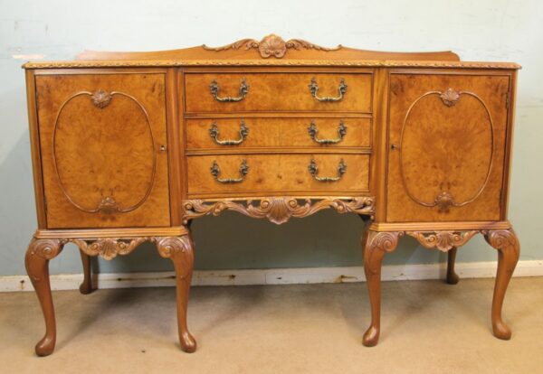 Burr Walnut Queen Anne Style Shaped Sideboard - Image 2