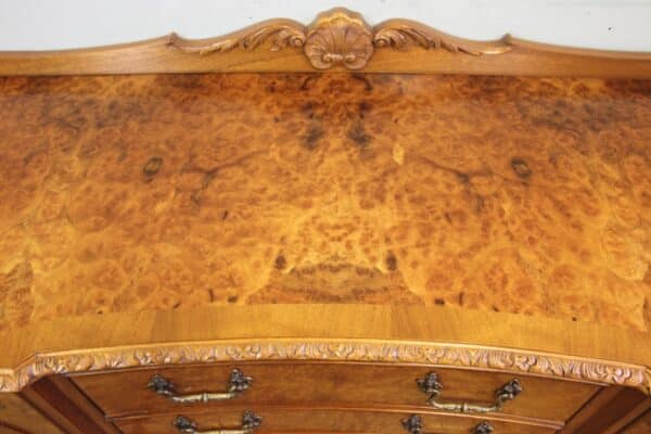 Burr Walnut Queen Anne Style Shaped Sideboard Antique Antique Furniture 13