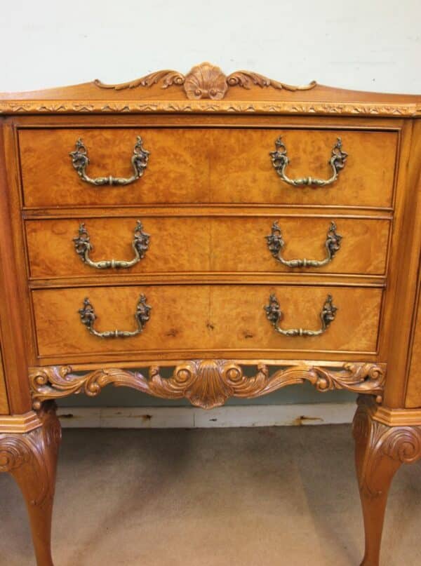 Burr Walnut Queen Anne Style Shaped Sideboard - Image 8