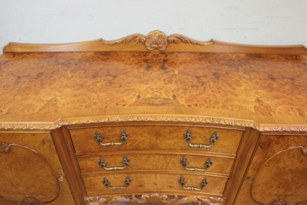 Burr Walnut Queen Anne Style Shaped Sideboard Antique Antique Furniture 12