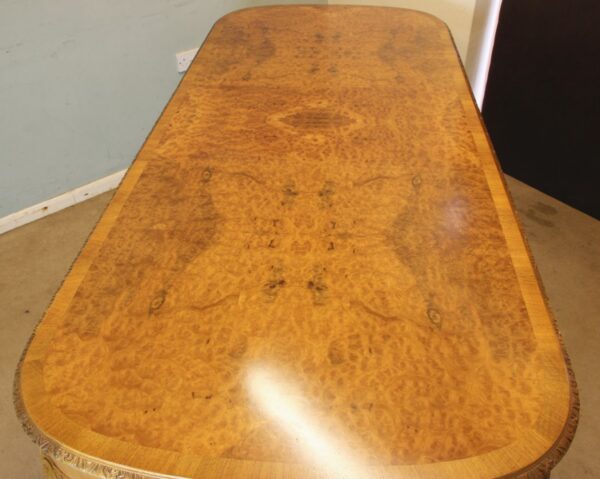 Burr Walnut Queen Anne Style Extending Dining Table. Sold - Image 9