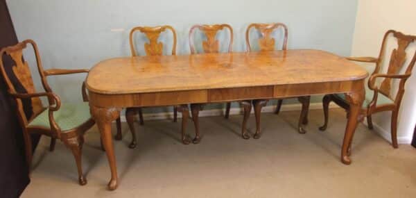 Burr Walnut Queen Anne Style Extending Dining Table. Sold Antique Antique Tables 14