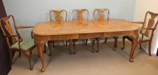 Burr Walnut Queen Anne Style Extending Dining Table. Sold - Image 12