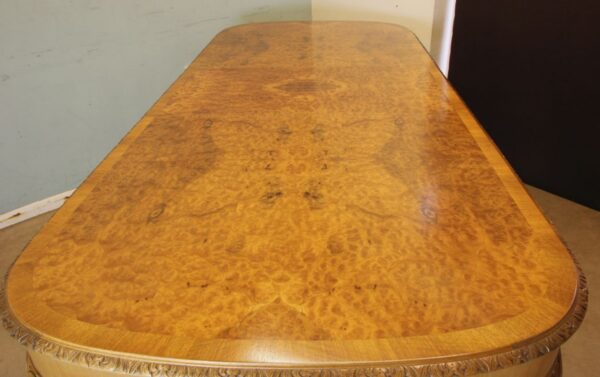 Burr Walnut Queen Anne Style Extending Dining Table. Sold - Image 3