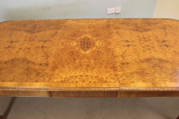 Burr Walnut Queen Anne Style Extending Dining Table. Sold - Image 4