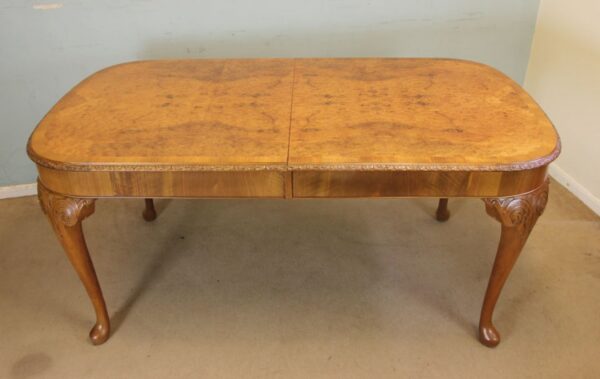 Burr Walnut Queen Anne Style Extending Dining Table. Sold Antique Antique Tables 7