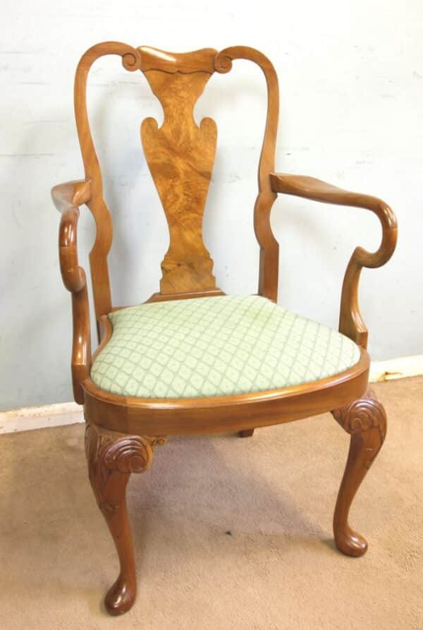 Set of Eight Queen Anne Style Walnut Dining Chairs. Sold - Image 12