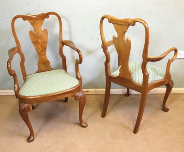 Set of Eight Queen Anne Style Walnut Dining Chairs. Sold Antique Antique Chairs 5