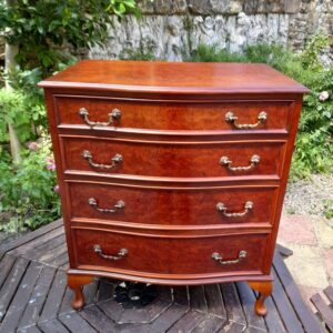 Bow Fronted Walnut Small Sized Chest of Drawers bow front chest of drawers Antique Furniture